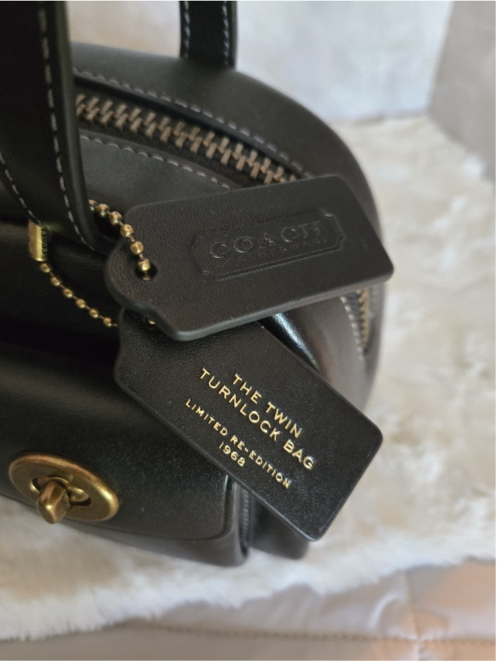 NWOT Coach Originals Black Twin Turnlock Bag 20 Small Leather Satchel - Picture 10 of 14